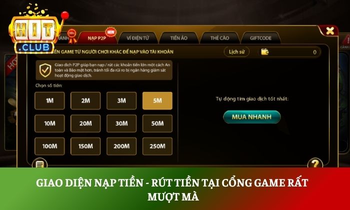 HITCLUB | Tải Hit.Club App Game Bài Đổi Thưởng Uy Tín 2026 40 Giao diện nạp tiền - rút tiền tại cổng game rất mượt mà